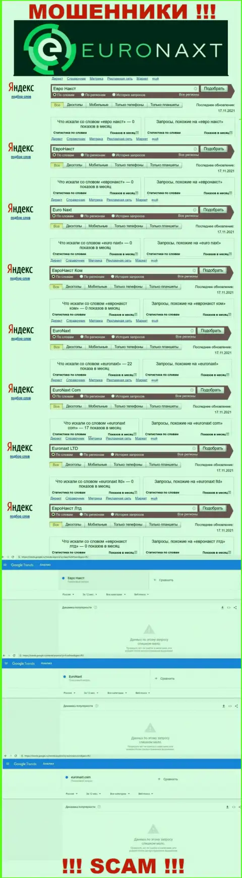 Поисковые запросы по мошенникам EuroNax