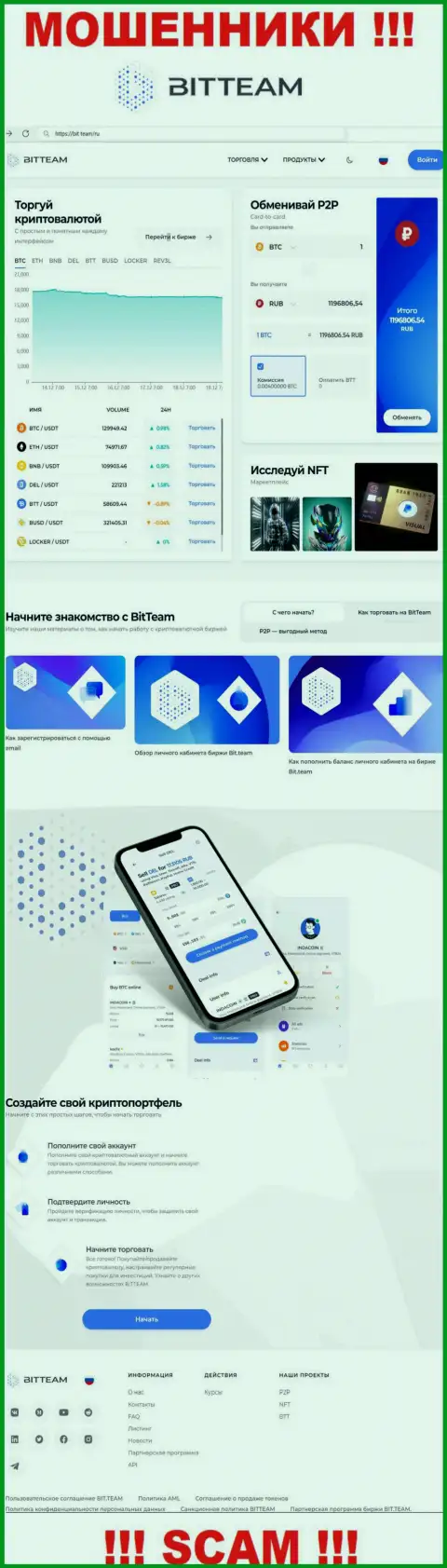 Сайт мошенников BitTeam